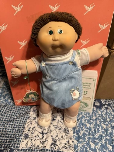 Cabbage Patch Kids Doll Tsukuda Boy Brown Hair Green Eyes HTF