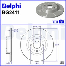 2x DELPHI Bremsscheibe BG2411 für MAREA FIAT DELTA TIPO PUNTO 145 500 TEMPRA 146