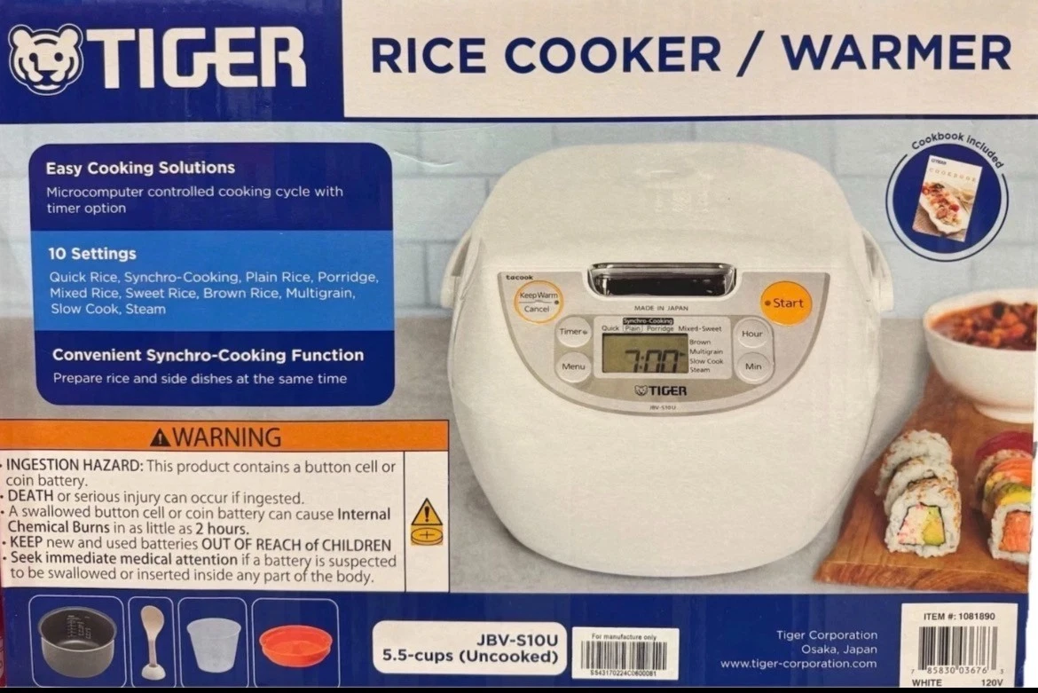 Tiger JBV-S10U 5.5 Cup Microcomputer Rice Cooker - White Japon Made OPen Box
Opens in a new window o