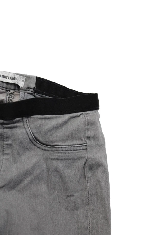 Pantalones de mezclilla Helmut Lang para mujer de algodón con pierna ajustada cintura elástica sin cordones gris talla 24 Foto 3 de 4