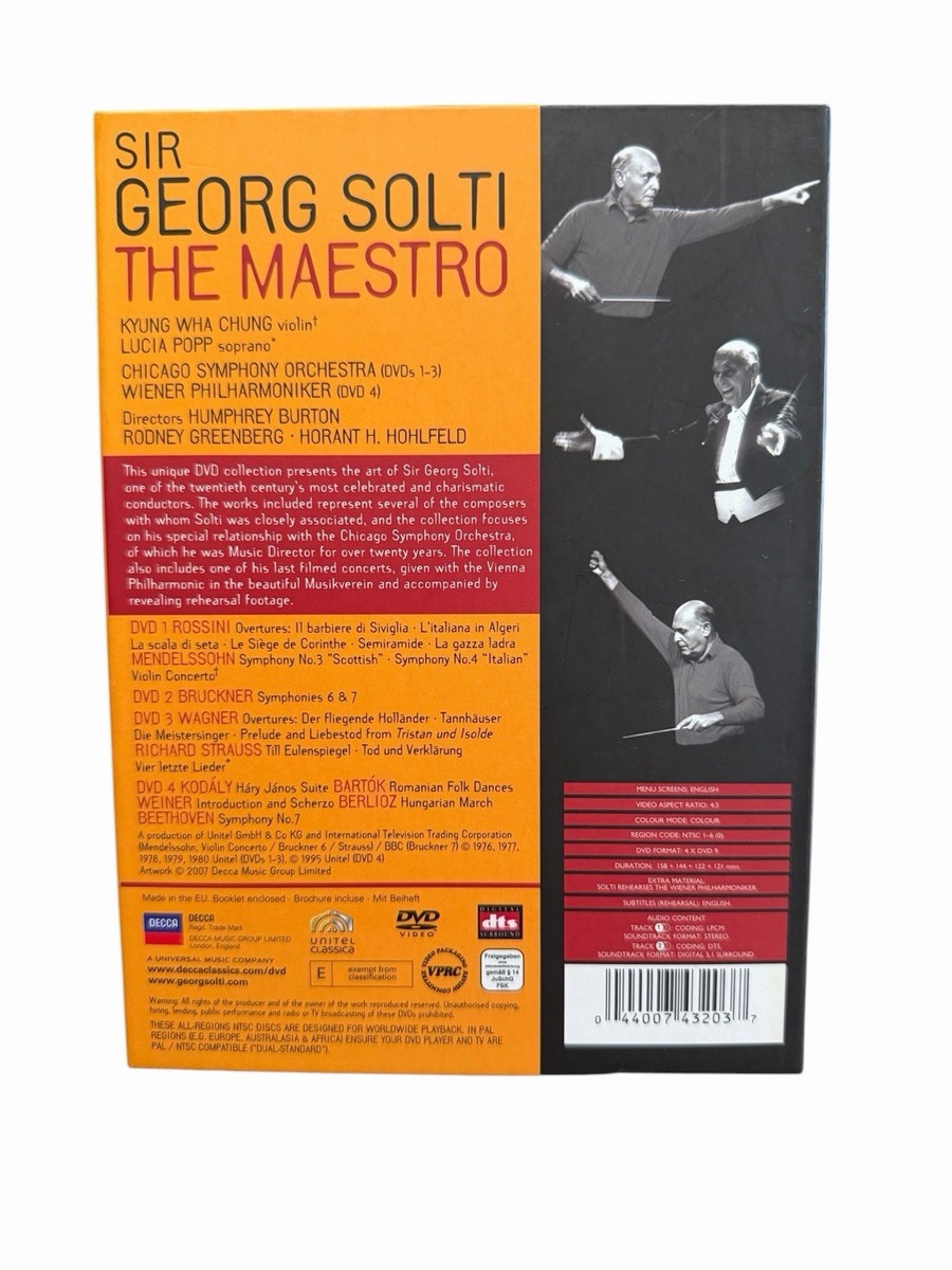 Sir Georg Solti The Maestro 2007 4-DVD Chicago Symphony Wiener
