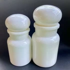 2 Vintage White Milk Glass Jars Bubble Top 4.75” 5.5" MCM Belgium