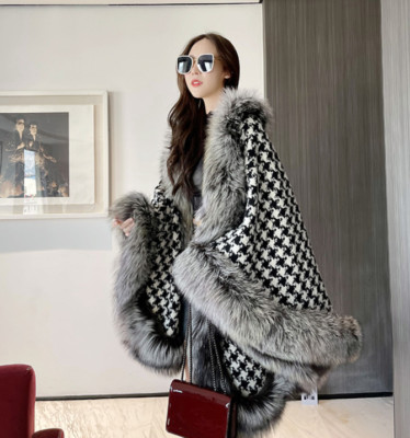 Winter 2021 Women Faux Fox Fur Oversized Ladies Party Fur Shawl