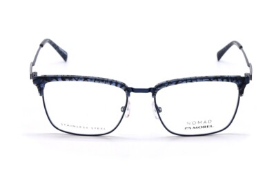 Nomad Morel 40101N BB11 Blue Square Eyeglasses Stainless Frame 56-18-145