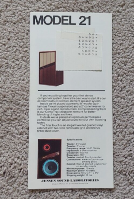 Orig 1970s JENSEN OPC SPEAKER SYSTEM Accordion 12 Page/Panel