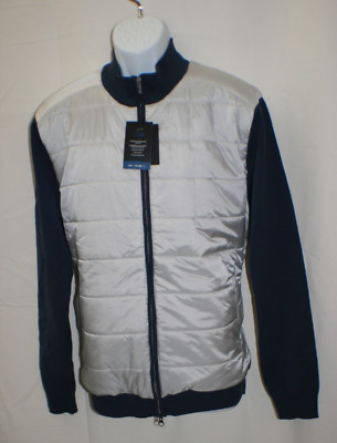 Greg Norman Men's Lux Sweater Full-Zip Jacket Sky Grey Comfort Size L New