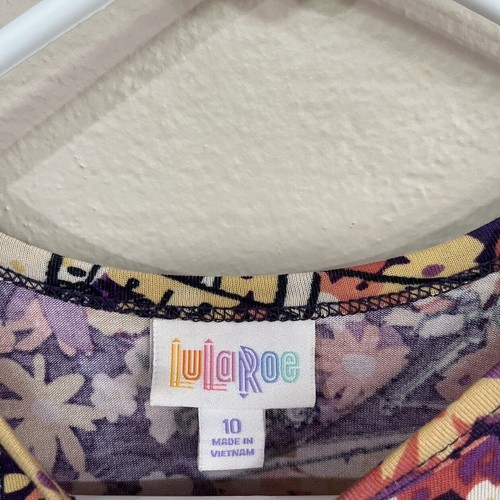 Size 10 Lularoe Short Sleeve Frozen Ana Elsa Floral Dress - Picture 3 of 5