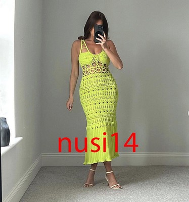 ZARA NEW WOMAN MIDI CROCHET KNIT DRESS 