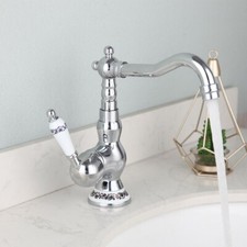 Polished Chrome Ceramic Handle Bathroom Basin Faucet Swivel Spout Sink Mixer Tap