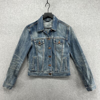 Gap 1969 Jean Jacket Womens Size XS Blue Denim Trucker Biker