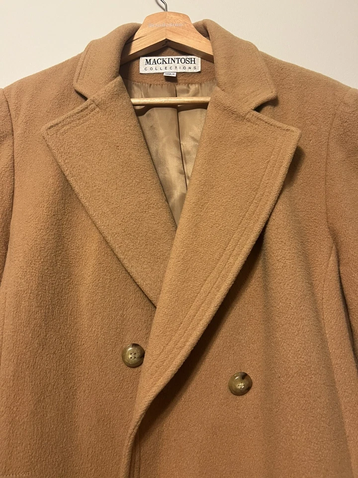 XL Mackintosh двубортный длинный желтовато-коричневый шерсти (70%) кашемир (10%) смесь пальто - Изображение 3 из 4