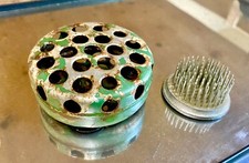 Vintage Antique Metal Green  Spike Flower Frog QTY 2 