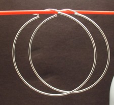 2" Large Thin Plain Shiny Hoop Earrings Real 925 Sterling Silver 1.3mm X 52mm