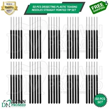 50 Pcs Dissecting Teasing Needle Straight Pointed Tip With Plastic Handle Set