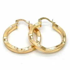 Women's 14k Gold Plated 30mm Twist Designer Click Top Hoop Earrings Medium Size