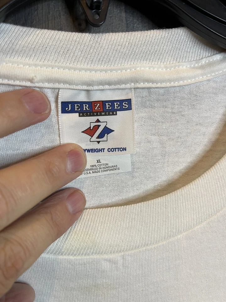 Винтажная мужская футболка 1994 Peacock Papers 50 лет назад белый короткий рукав история размер XL - Изображение 3 из 4