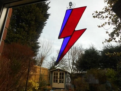 KNIGHTOFYOR Stained Glass David Bowie's Ziggy Stardust Lightning Bolt Suncatcher