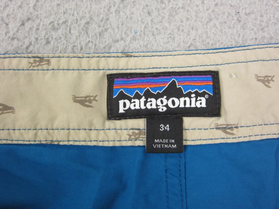 Patagonia Shorts Adult 34 Blue Medium Wavefarer Swim Trunks Boardshorts Mens 19" - Image 4 of 4
