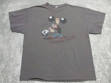 Vintage Popeye Sailor Shirt Mens XL Gray Workout Weight Lifting Gym Cartoon