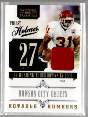2010 Playoff National Treasures Notable Mat Prime #22 Priest Holmes Jersey /50