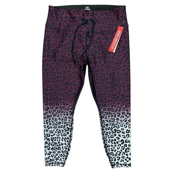 NUEVO CON ETIQUETAS Leggings Good American The Ombre Leopardo Cintura Ceñida 7/8 Talla 5-2X Foto 3 de 4