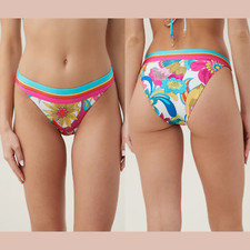 NWT 78 Trina Turk  4  Fontaine Banded Hipster Swim Bottom Blue Pink U1296