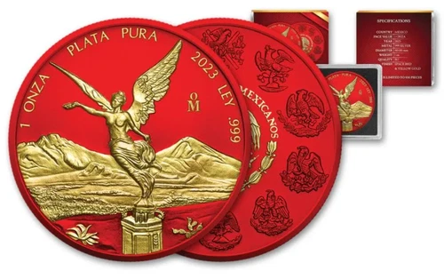 2023 Mexico Libertad Space Metals 1 oz Silver Space Red and Yellow Gold