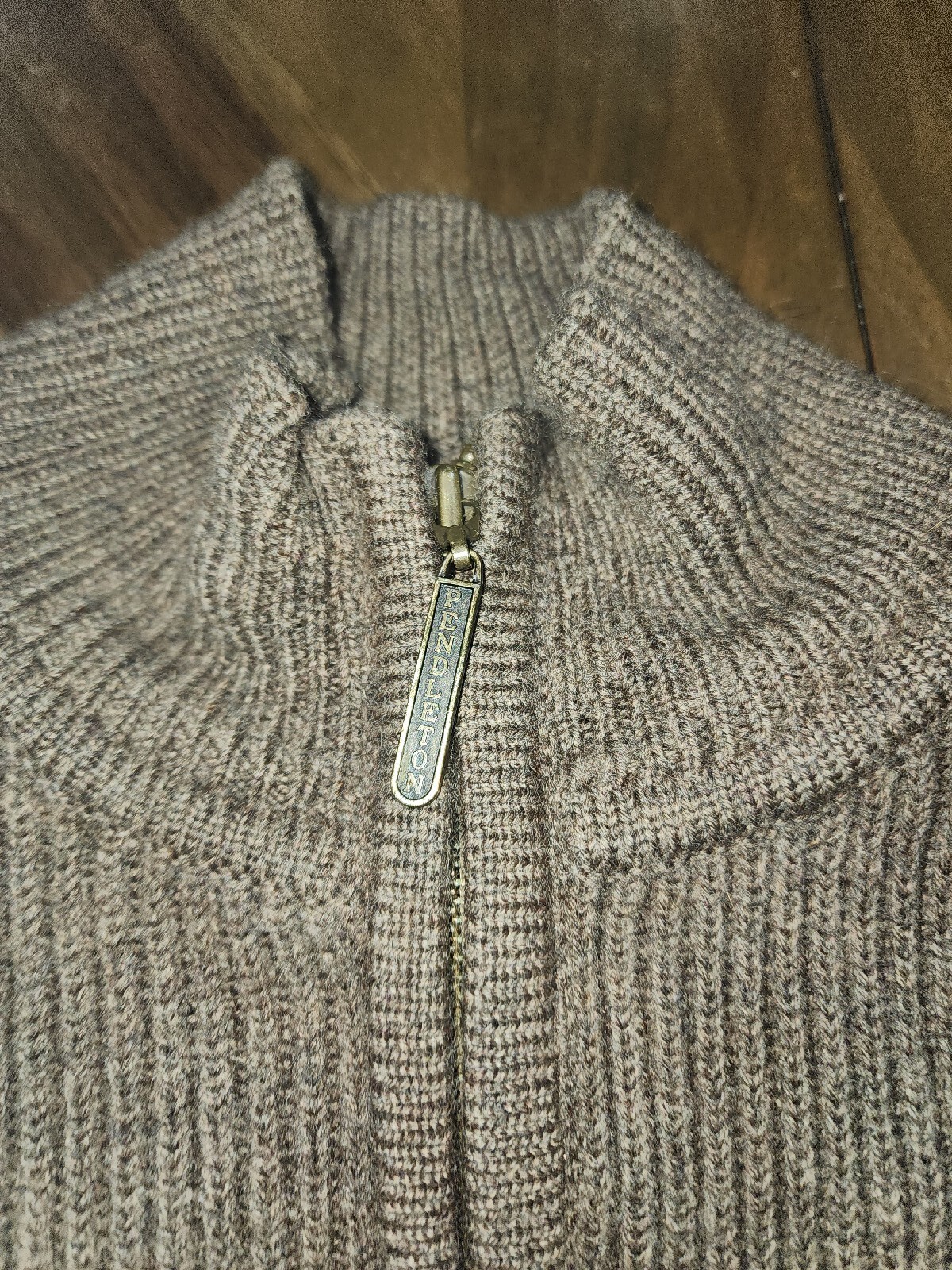 Pendleton Wool Full Zip Up Sweater Jacket, Tan, L… - image 6