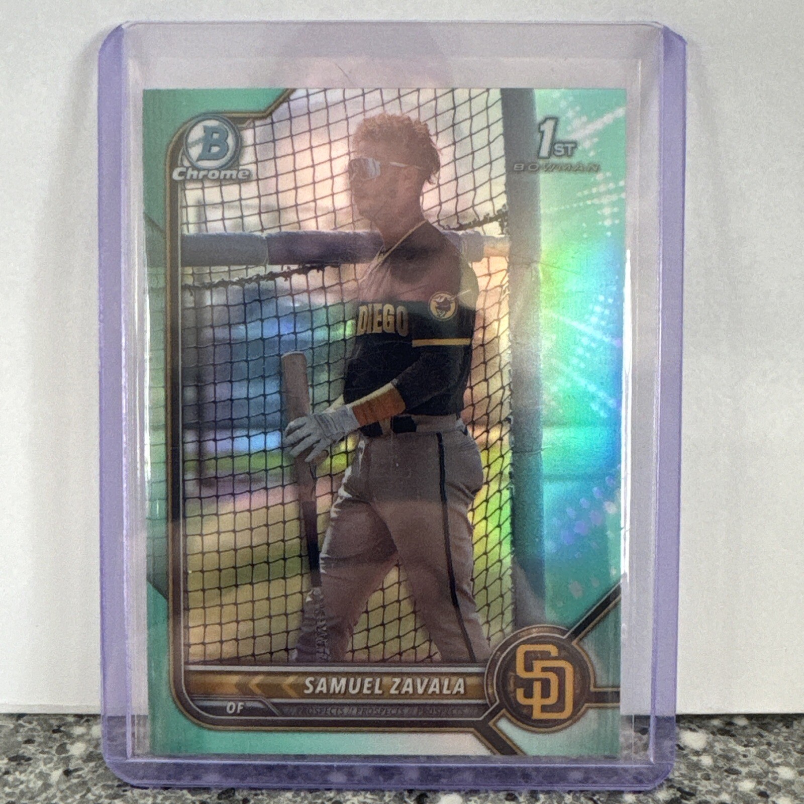 Samuel Zavala 2022 Bowman Chrome 1st Aqua Pink Vapor Refractor /125 #BCP-203