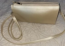 Crossbody Shoulder Bag Purse HandBag Pale Gold Pebble Soft & Beautiful! NEW