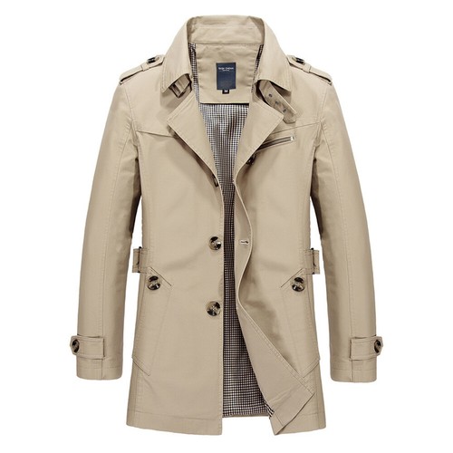 Men Trench Coat Long Jacket Autumn Winter Outwear Warm Tops Overcoat Fashion - Picture 5 of 29