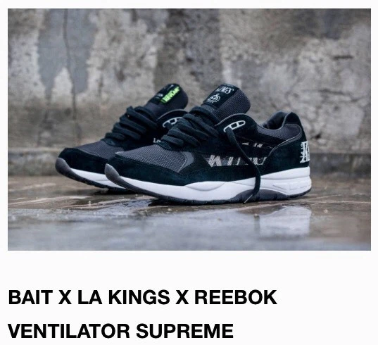 COLLABORATION BAIT X LA KINGS X REEBOK VENTILATOR LOS ANGELES MEN 8.5 NHL HOCKEY