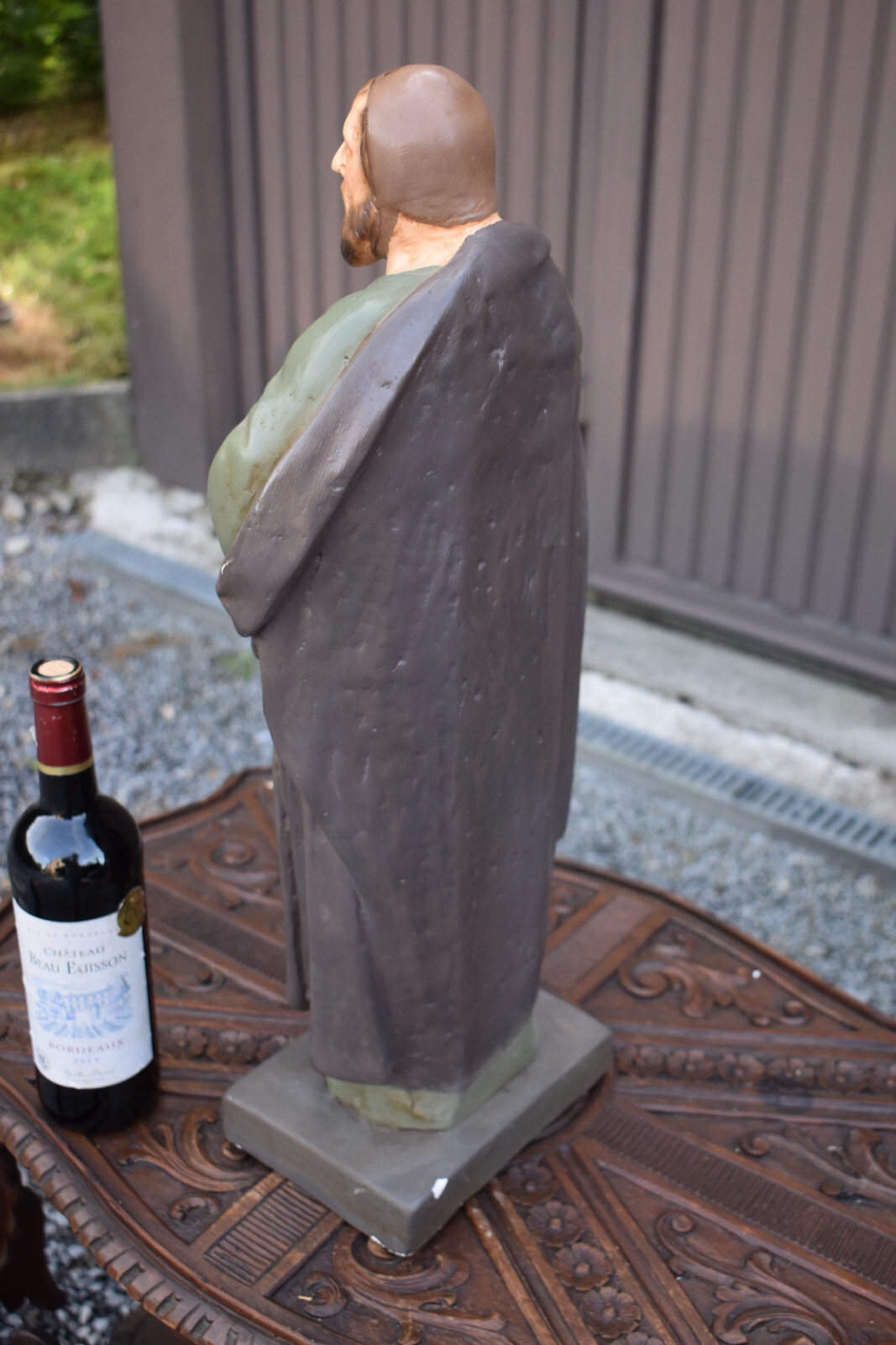 Antique french chalk statue Saint Jean de la Croix rare religious