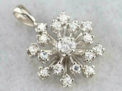 2Ct Round Cut Lab Created Diamond Cluster Snowflake Pendant Solid 925 Silver