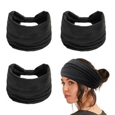 3 Pack Wide Headbands for Women Black Extra Wide Large Twist Knotted Stretchy...