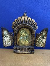 Hand Made Religious Icon Hanging Display - Christ Mother Mary