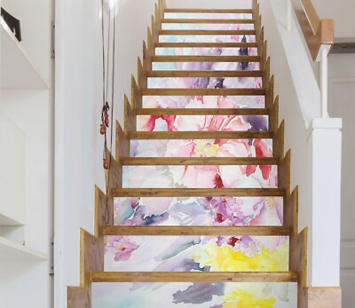 Décal Mural 3D Fleurs Roses Pour Contremarches D'escalier - Stair Risers Décoratifs, Neuf