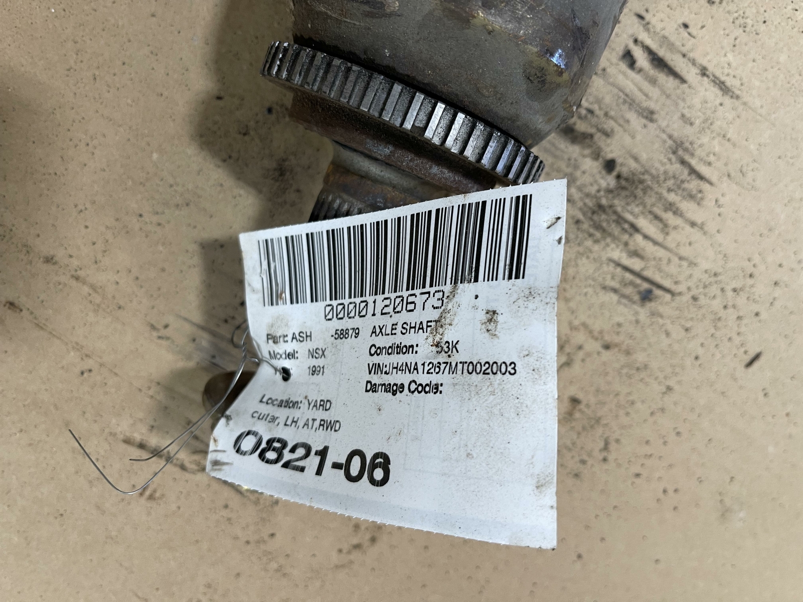 91-05 ACURA NSX NA1 NA2 RWD LEFT DRIVER CV AXLE SHAFT OEM 53K MILES 42311SL0900