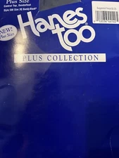 VTG Hanes Too Plus Collection Sz. 3Q Barely Black Pantyhose Plus Size Queen 3x