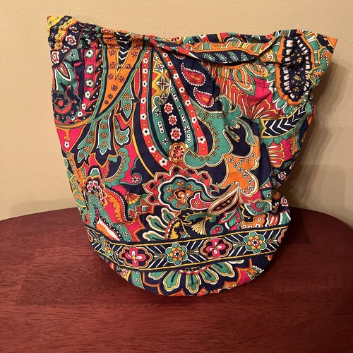 Vera Bradley Kulturbeutel blau Paisley Blumen Kordelzug wasserdicht - Bild 3 von 5