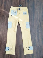 The Hideout clothing Men Cargo Pants Patchwork Yellow Large 32x29 45MINS
