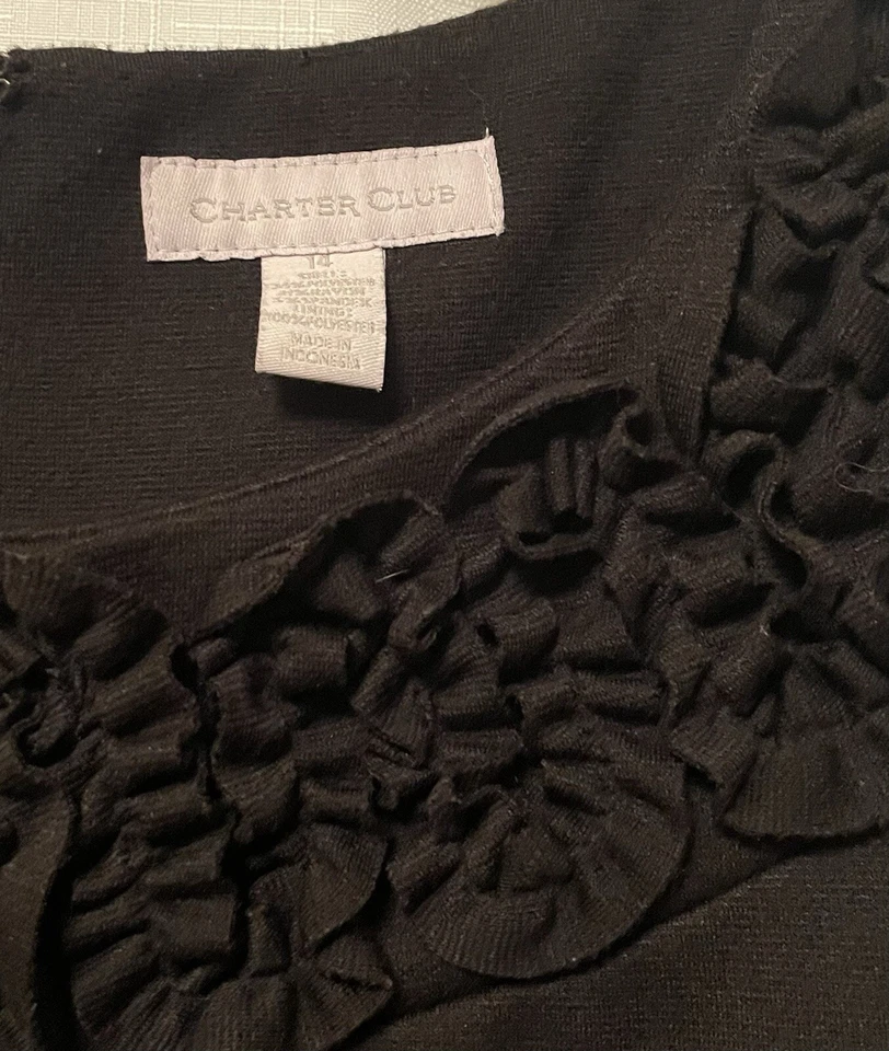 Charter Club Sheath Dress Womens Size 14 Black Sleeveless Stretch Pockets - Image 3 of 4