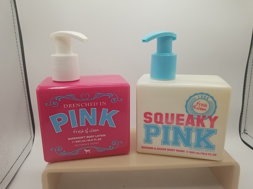 Victorias Secret Squeaky Pink Body Wash & Drenched in Pink Body Lotion 16.9 oz - 第 1/2 張圖片