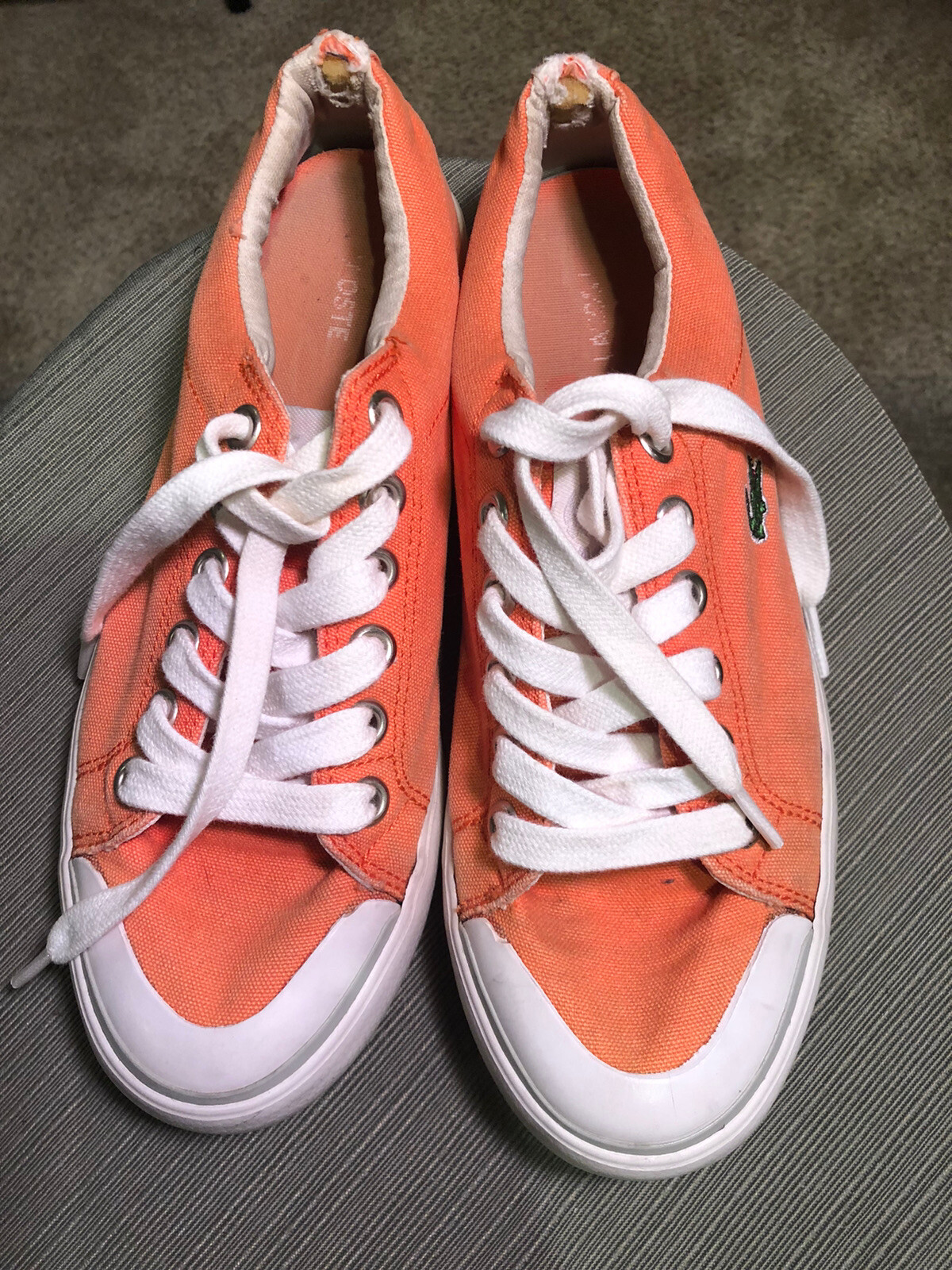 orange canvas shoes