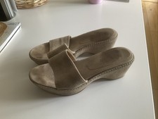 LK Bennet Beige Suede Wedge Mules Uk Size 5