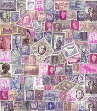100 Pinks & Purples Real World Postage Stamps...