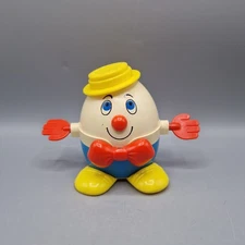 VTG Fisher Price Humpty Dumpty #736 Pull Toy With Red Spinning Hands, Yellow Hat