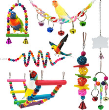 Parakeet Toys,7 Pcs Colorful Bird Toys for Parakeets,Pet Bird Cage Hammock Swing