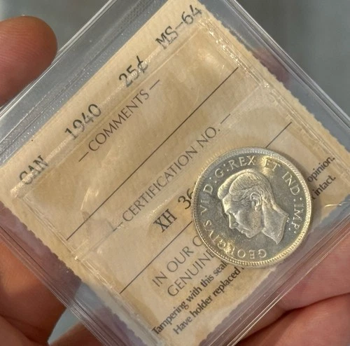 1940 25 Cents Canada ICCS - MS64 Old Holder
