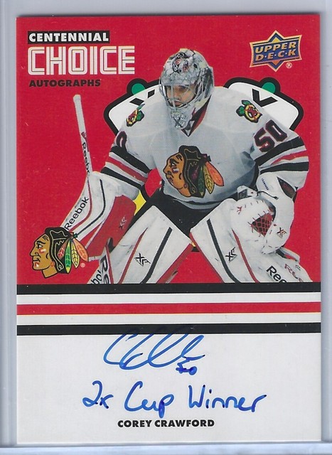 Corey Crawford 2025-26 Blackhawks Centennial Choice Auto mit Aufschrift 12/35